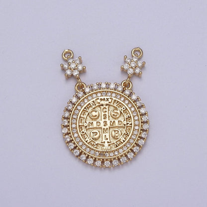 Cubic Gold Saint benedict Cross NDMSD CSPB NURSIA Coin Medallion Pendant for Necklace F-128