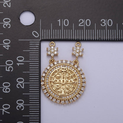 Cubic Gold Saint benedict Cross NDMSD CSPB NURSIA Coin Medallion Pendant for Necklace F-128