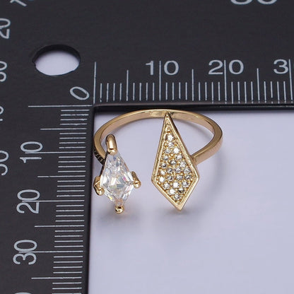 Cubic Open Marquise Stacking Ring Gold Marquise Cuff Ring Silver Adjustable Ring Micro Pave Stone Geometric Ring R-277 R-304