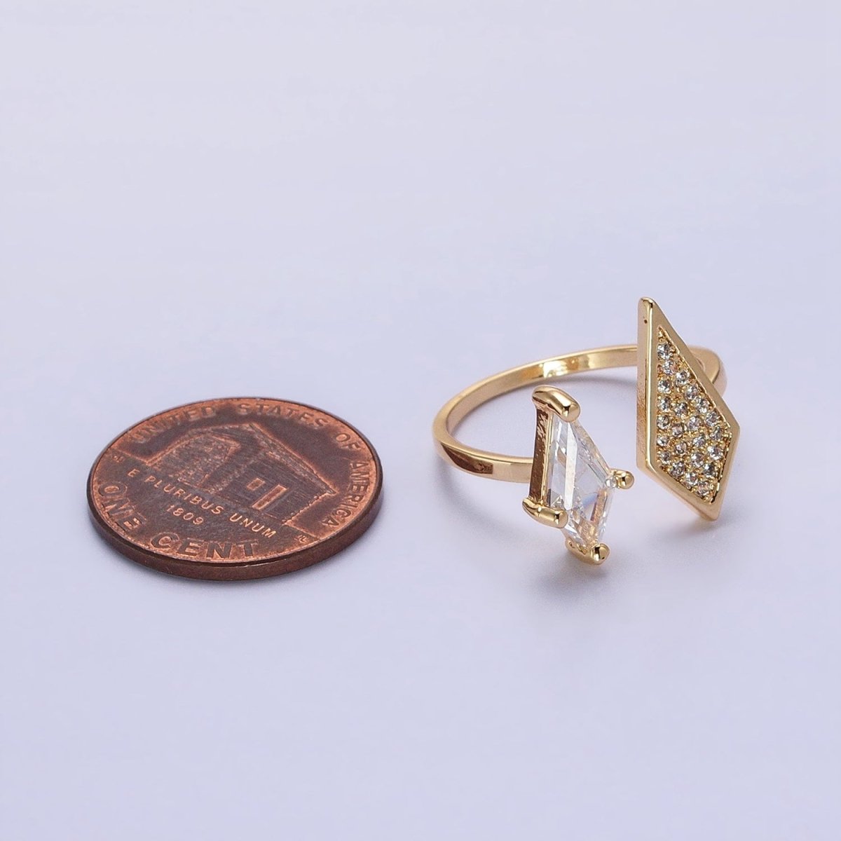 Cubic Open Marquise Stacking Ring Gold Marquise Cuff Ring Silver Adjustable Ring Micro Pave Stone Geometric Ring R-277 R-304