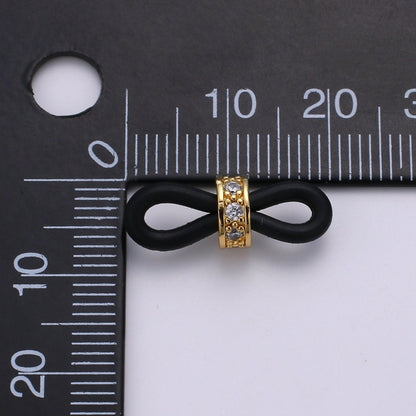 Cubic Pave 24K Gold Filled with Silicon Connector with Silicon Eyeglasses Holder Connector For Craft Supply  L-194~L-197