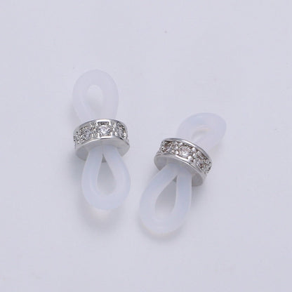 Cubic Pave 24K Gold Filled with Silicon Connector with Silicon Eyeglasses Holder Connector For Craft Supply  L-194~L-197