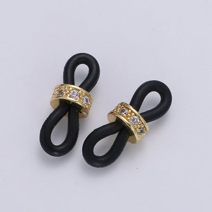 Cubic Pave 24K Gold Filled with Silicon Connector with Silicon Eyeglasses Holder Connector For Craft Supply  L-194~L-197