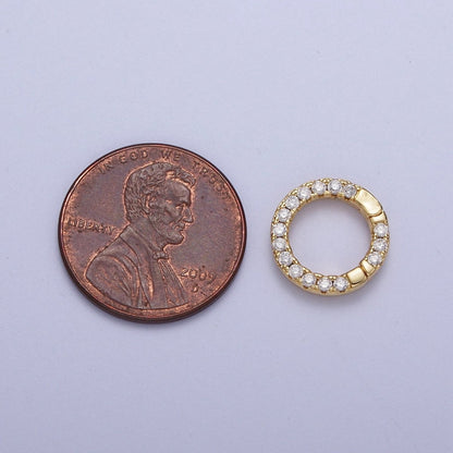 Cubic Push Gate Ring Gold Micro Pave Round Spring Gate Ring WHOLESALE Supplies K-047