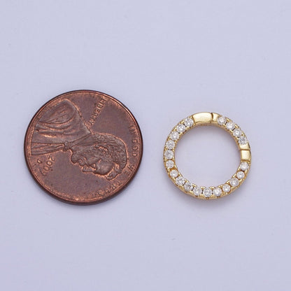 Cubic Push Gate Ring Gold Micro Pave Round Spring Gate Ring WHOLESALE Supplies K-047