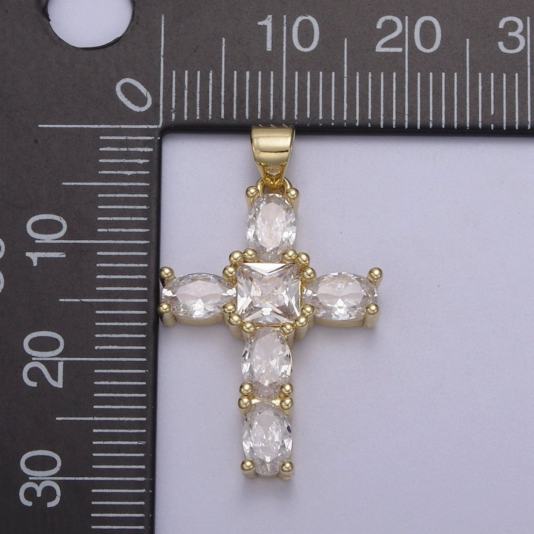 Cubic Zirconia Cross Pendant 14K Gold Filled Cross charm for Religious jewelry Making H-400