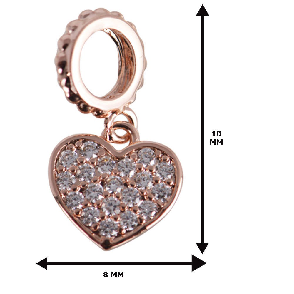 Cubic Zirconia Crystal Dangle Paved Heart Big Loop Cooper Gold Filled Charm Connector Bracelet Design Plated Material I-348