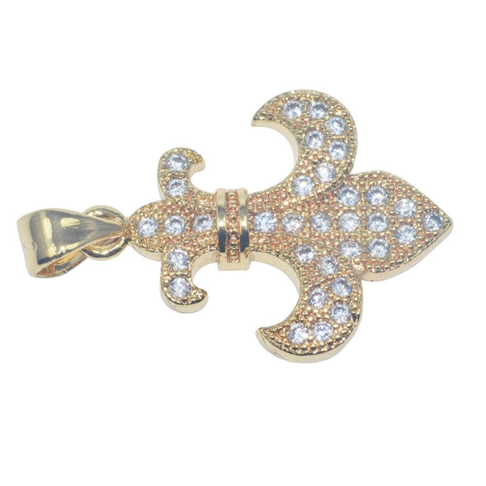 Cubic Zirconia Gold Filled Cooper, Crystal Bead Bracelet Jewelry Necklace Pendant Lily Flower Fleur de lis Charm I-696