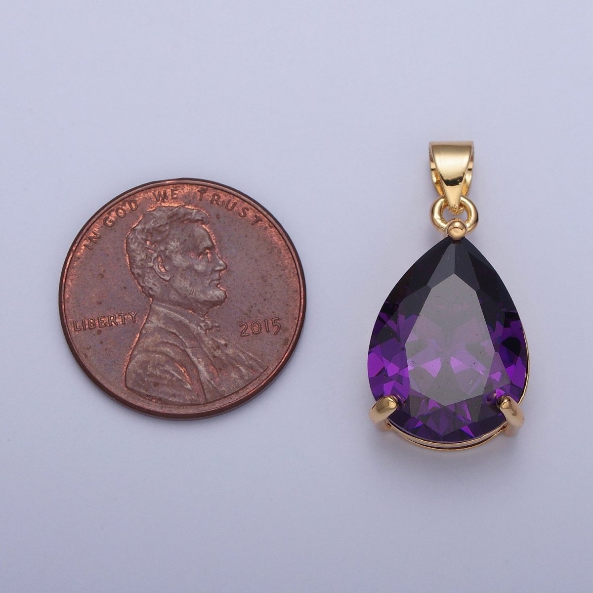 Cubic Zirconia Teardrop Pendant, Large Multicolor CZ For Necklace Making H-316 H-320 H-346 H-369 H-371 H-373