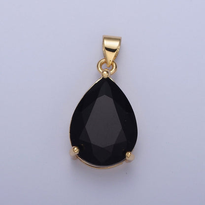 Cubic Zirconia Teardrop Pendant, Large Multicolor CZ For Necklace Making H-316 H-320 H-346 H-369 H-371 H-373