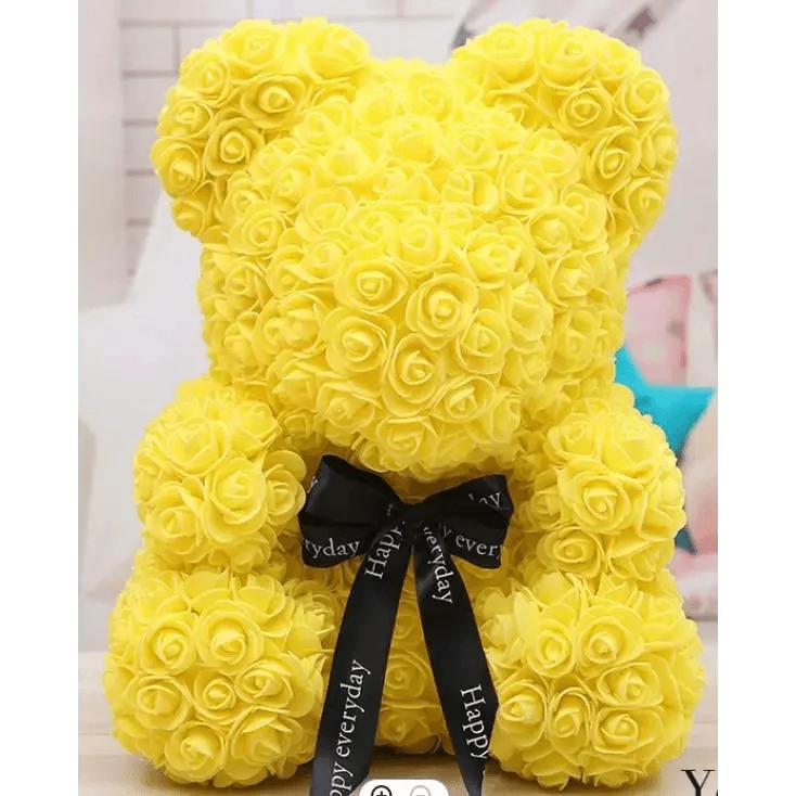 Cute artificial rose flower teddy bears gift box for home decor - Christmas Valentine&