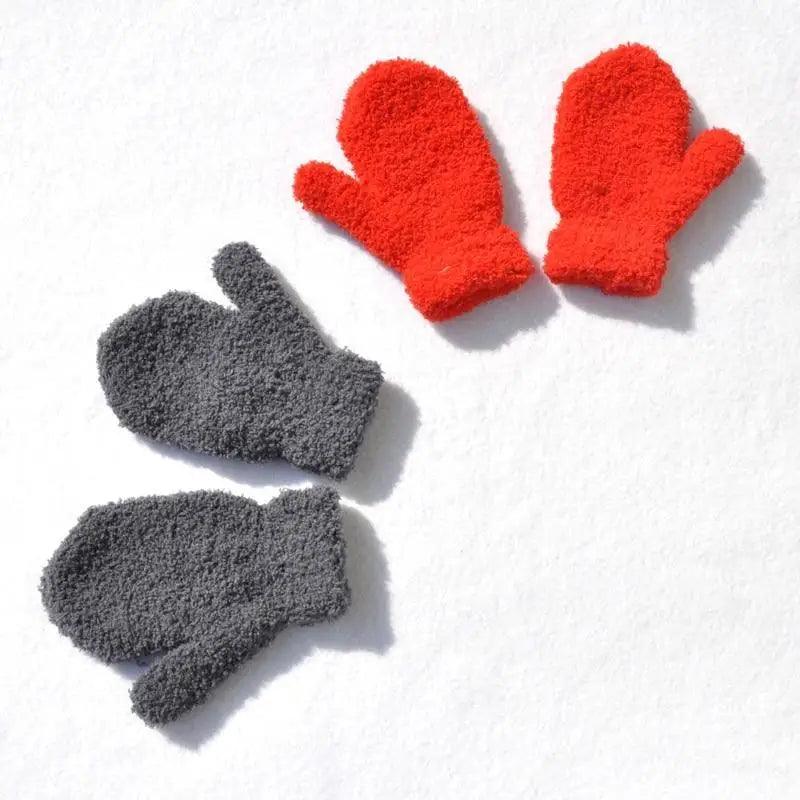 Cute Baby Colorful Thick Warm Gloves For Kids Classic Full Finger Mittens Soft Comfortable Winter Gloves For Children