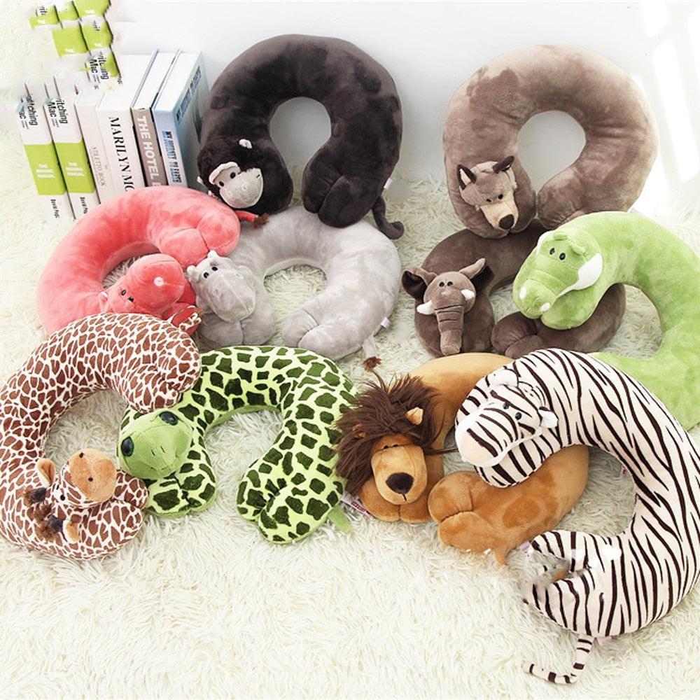 Cute Cartoon Animal U-shaped Memory Travel Pillow Neck Support Headrest Office Car Airplane Sleep  Soft Travel Neck Pillow Animal for Neck &amp; Head Support Cute Wild Life Stuffed Pillow Accessory for Naps Novelty Stuffed Animal For Adults And Children