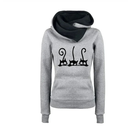 Cute Cat Hoodies for Women - Warm Autumn Winter Casual Sweatshirt