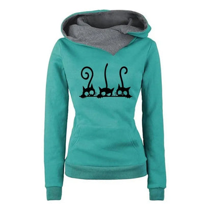 Cute Cat Hoodies for Women - Warm Autumn Winter Casual Sweatshirt