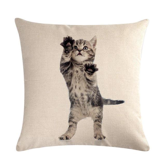 Cute Cat Sofa Decorative Cotton Linen Cushion Cover Pillow Cases Square Pillow Covers Cat Cotton Linen Decorative Cushion Covers For Home Throw Pillow Home Decor Pillowcover 45x45CM