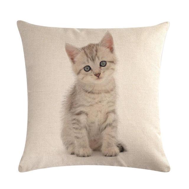 Cute Cat Sofa Decorative Cotton Linen Cushion Cover Pillow Cases Square Pillow Covers Cat Cotton Linen Decorative Cushion Covers For Home Throw Pillow Home Decor Pillowcover 45x45CM