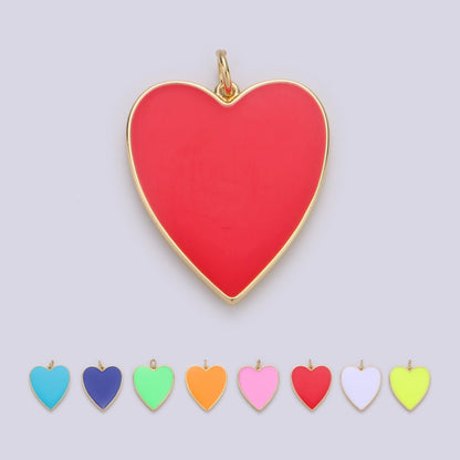Cute Enamel Colorful Heart Gold Filled Charm - D-658 TO D-664 E-161
