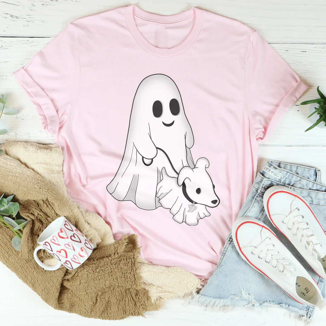 Cute Ghost Walking Dog Tee