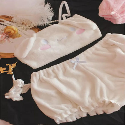 Cute Kawaii Animal Coral Fleece Lingerie Set for Women