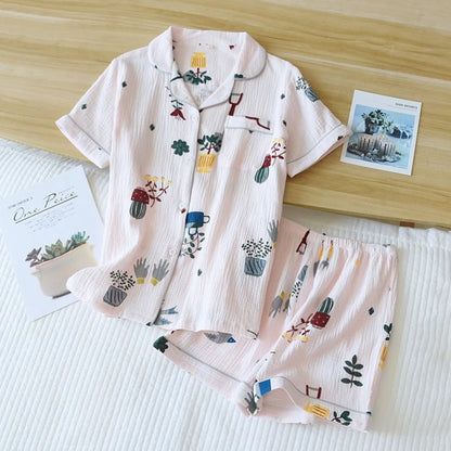 Cute Short Sleeve Home Pajamas