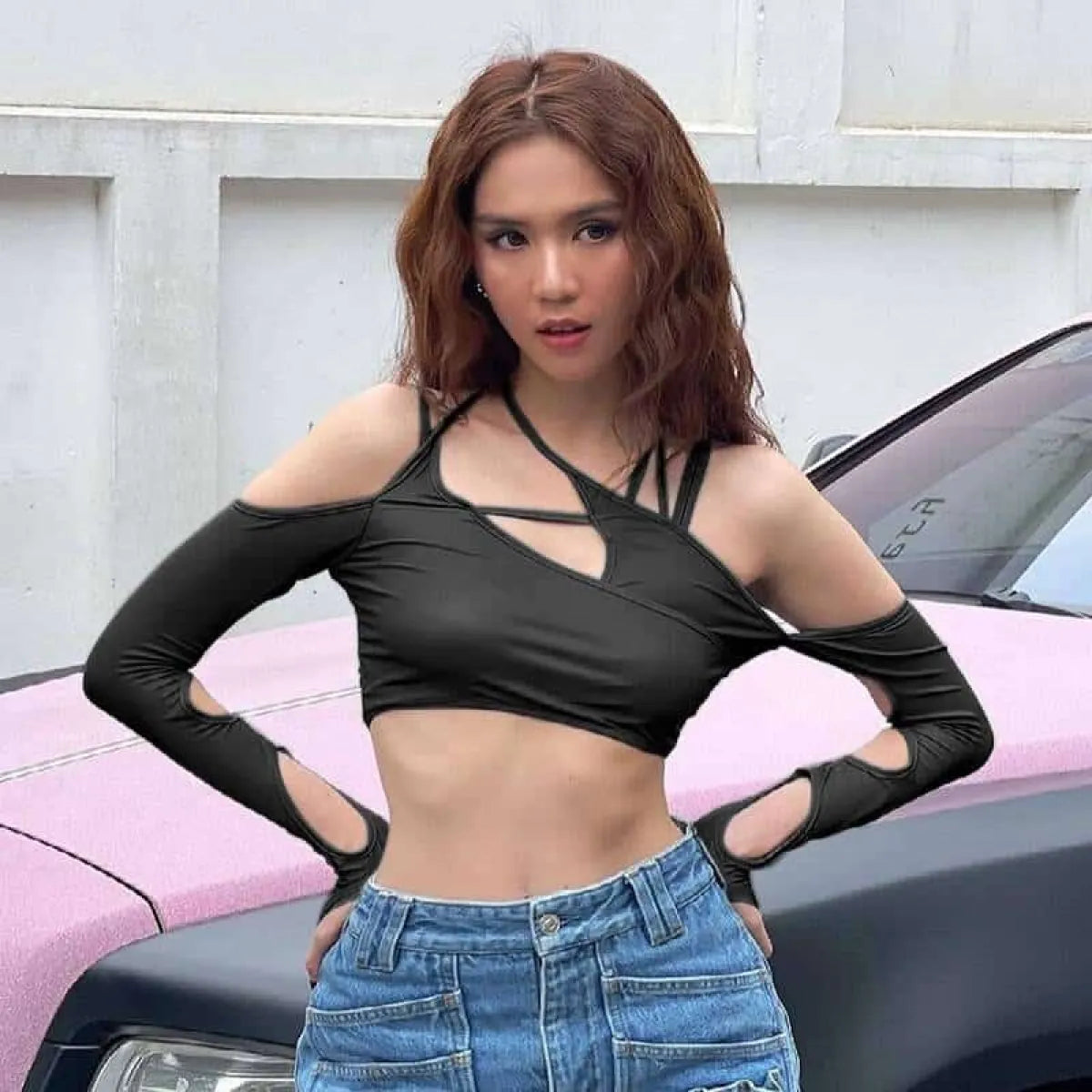 Cyber Punk Long Sleeve Crop Top