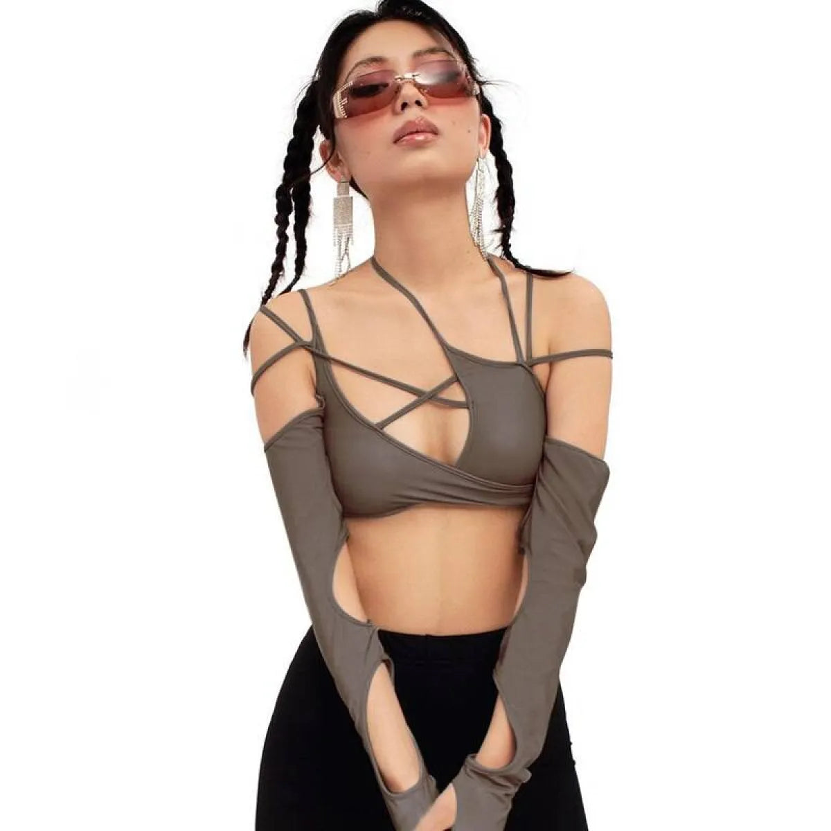 Cyber Punk Long Sleeve Crop Top
