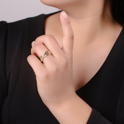 Cz Chain Ring - Curb Chain Ring - Gold Ring - Stackable Rings - Minimalist Ring - Twist Chain Ring - Statement Ring - Layering Ring  R-152