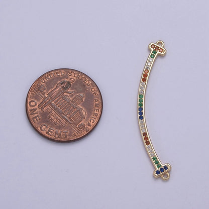 CZ Curved Pendant Bent Bar Connector 16k Gold Filled Multi Color CZ Curved Link Bar Connector Y-428
