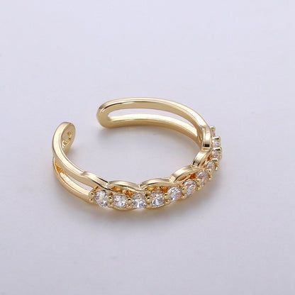 Cz Double Band Ring, Open Ring Adjustable Ring, Dainty Ring, Wholesale Ring, Gold Jewelry gift for Valentine R-185