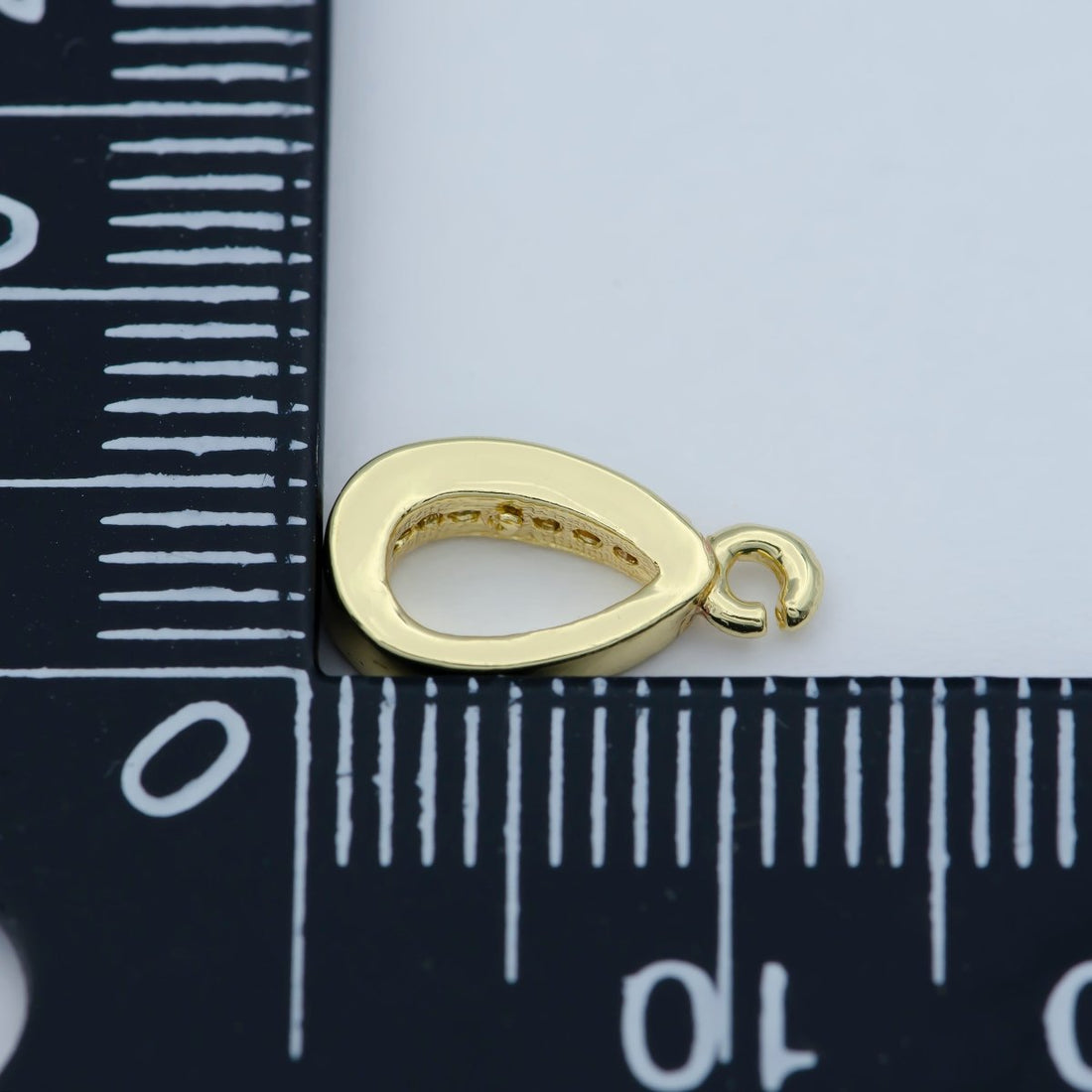 CZ Gold Bails, 12×6.5mm, Micro Pave Cubic Zirconia Bail for Charm Pendant Holders add on Supply Findings M-360