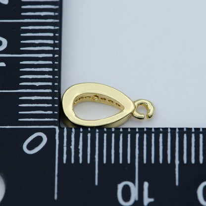 CZ Gold Bails, 12×6.5mm, Micro Pave Cubic Zirconia Bail for Charm Pendant Holders add on Supply Findings M-360