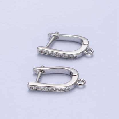 CZ Gold Huggie Earring one touch w/ open link Gold / Silver Earring Lever back earring making Supply Z-160 Z-159
