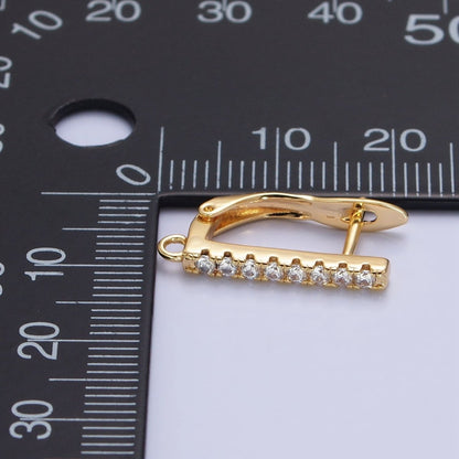 CZ Gold Huggie Earring one touch w/ open link Gold / Silver Earring Lever back earring making Supply Z-163 Z-164