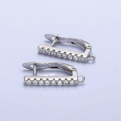 CZ Gold Huggie Earring one touch w/ open link Gold / Silver Earring Lever back earring making Supply Z-163 Z-164