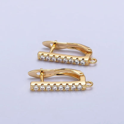 CZ Gold Huggie Earring one touch w/ open link Gold / Silver Earring Lever back earring making Supply Z-163 Z-164