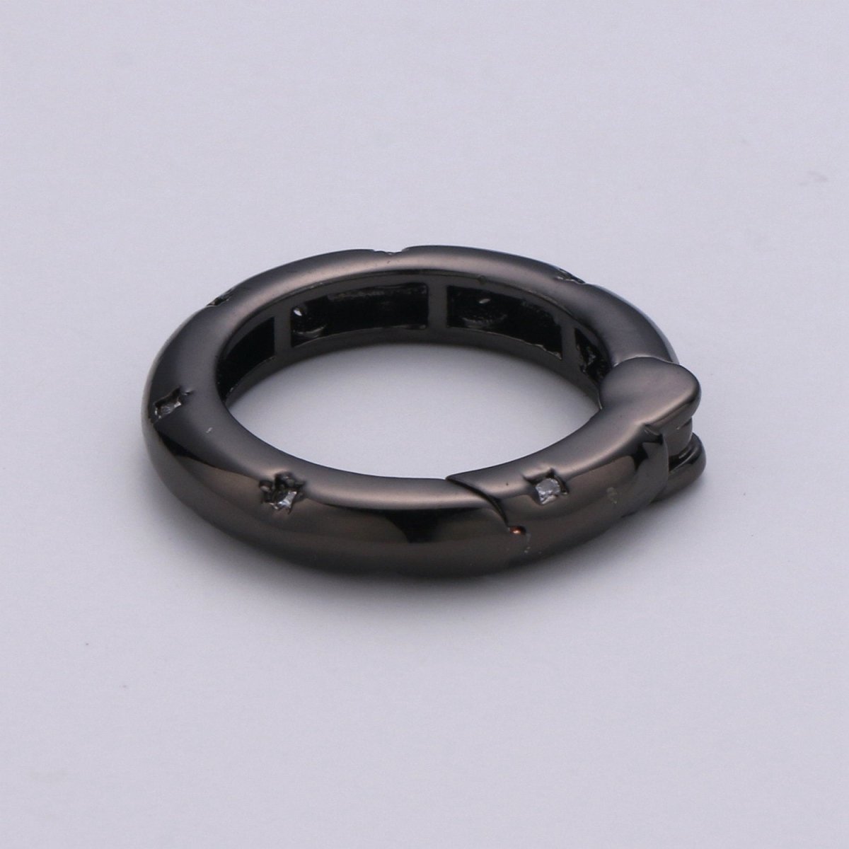 Cz Gold Spring Gate Ring, Push Gate ring, 20mm Round Ring Charm Holder Rose Gold Black Gun Metal Silver Clasp for Connector Charm Holder K-851
