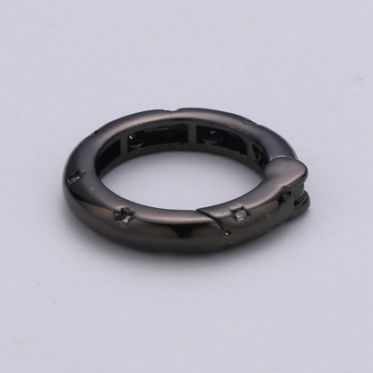 Cz Gold Spring Gate Ring, Push Gate ring, 20mm Round Ring Charm Holder Rose Gold Black Gun Metal Silver Clasp for Connector Charm Holder K-851