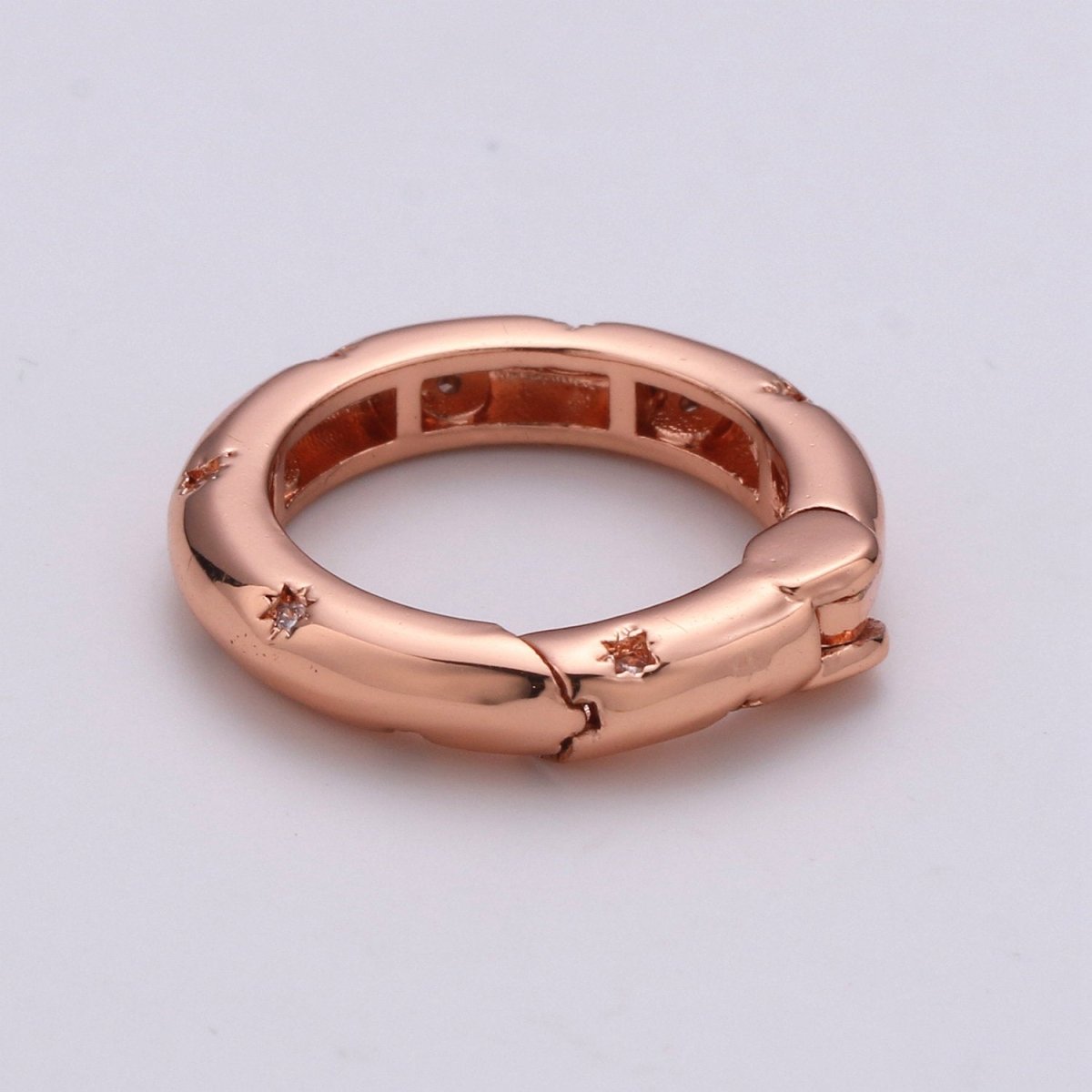 Cz Gold Spring Gate Ring, Push Gate ring, 20mm Round Ring Charm Holder Rose Gold Black Gun Metal Silver Clasp for Connector Charm Holder K-851