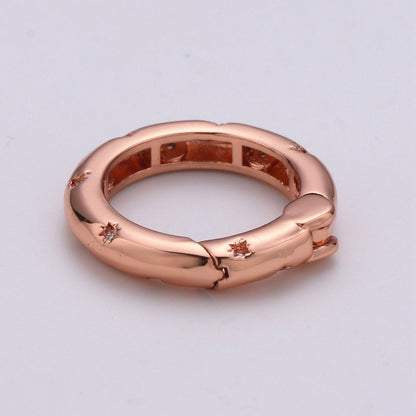 Cz Gold Spring Gate Ring, Push Gate ring, 20mm Round Ring Charm Holder Rose Gold Black Gun Metal Silver Clasp for Connector Charm Holder K-851