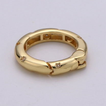 Cz Gold Spring Gate Ring, Push Gate ring, 20mm Round Ring Charm Holder Rose Gold Black Gun Metal Silver Clasp for Connector Charm Holder K-851