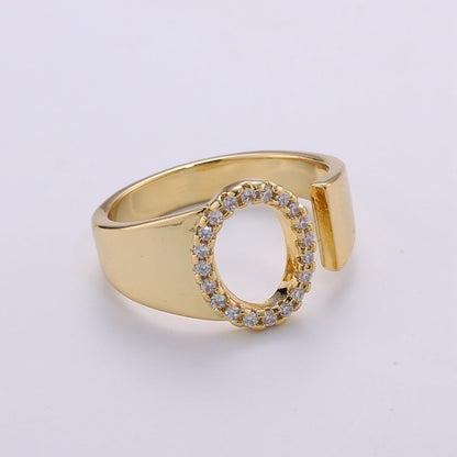 Cz Initial Gold Ring Alphabet Ring Gold Stacking Ring Adjustable Ring Letter Ring Vintage Gold Rings Initial Ring Thumb Ring Open Ring R-396-R-421