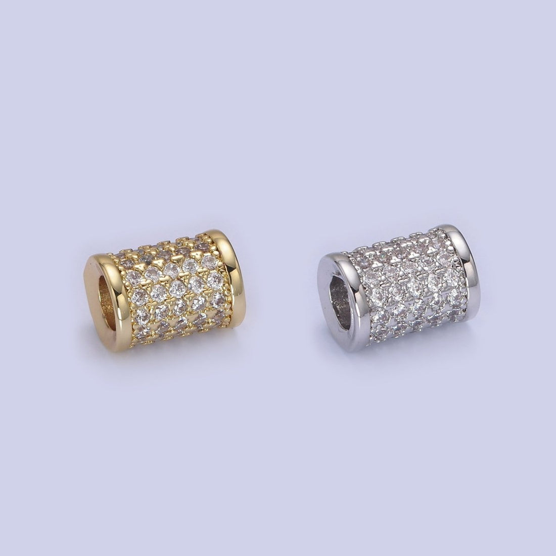 CZ Micro Pave Curved Tube Spacer, CZ Micro Pave Large Hole Tube Beads, Large Hole Curve Tube Bead, DIY, Jewelry Making 10x7.5mm B-461