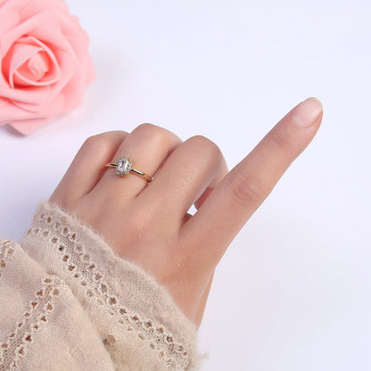 CZ Rectangle Ring Gold Ring Zircon Jewelry Rectangle Promise Ring Adjustable Ring Minimalist Jewelry U-498