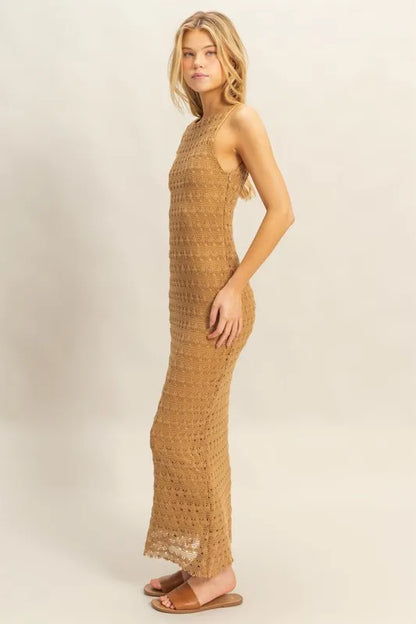 HYFVE Sleeveless Crochet Open Back Maxi Dress