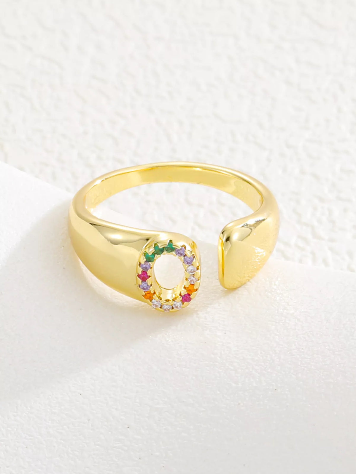 18K Gold-Plated Zircon Letter Ring