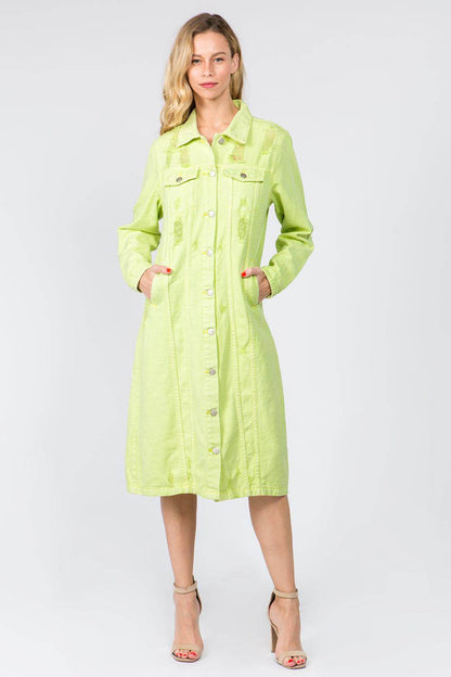 American Bazi Button Up Distressed Denim Dress for Women