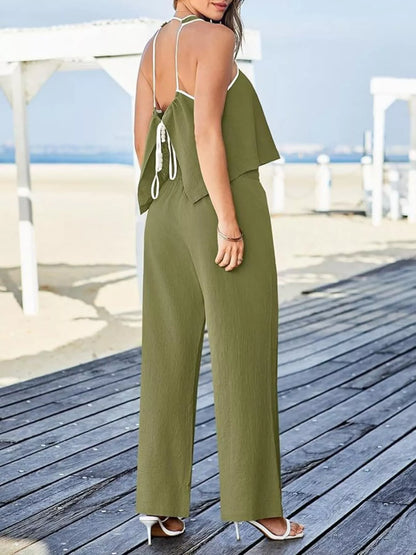 Contrast Trim Tank and Pants Set