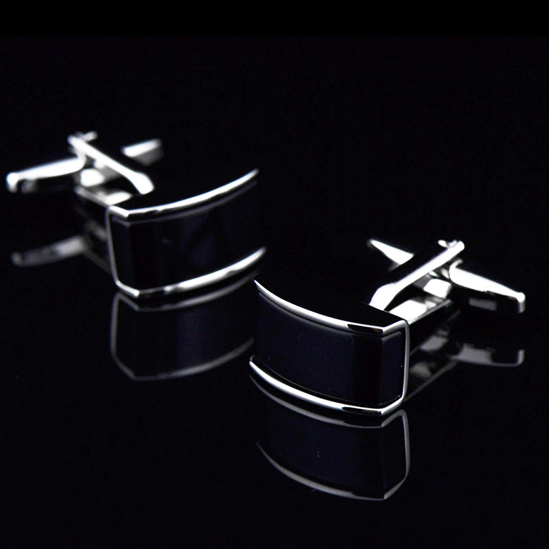Curved Black Agate Cufflinks Cufflink