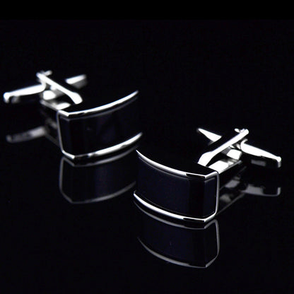 Curved Black Agate Cufflinks Cufflink
